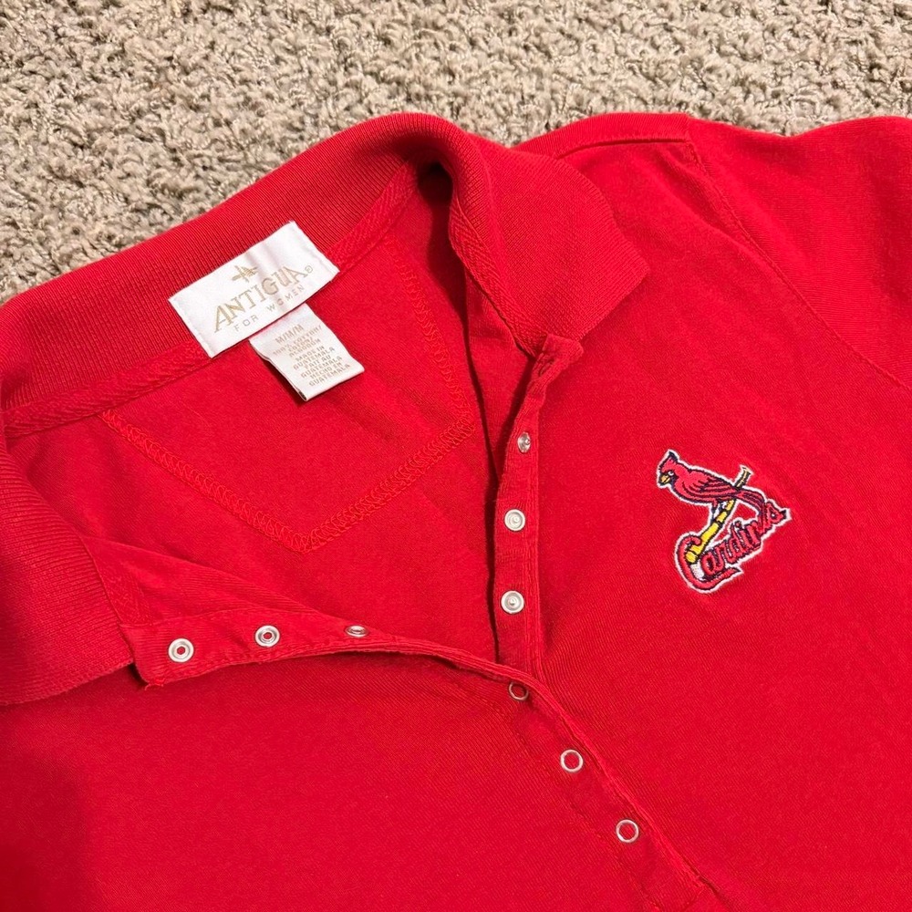 Antigua Womens St Louis Cardinals Polo Shirt Red Embroidered Cotton MLB Size M